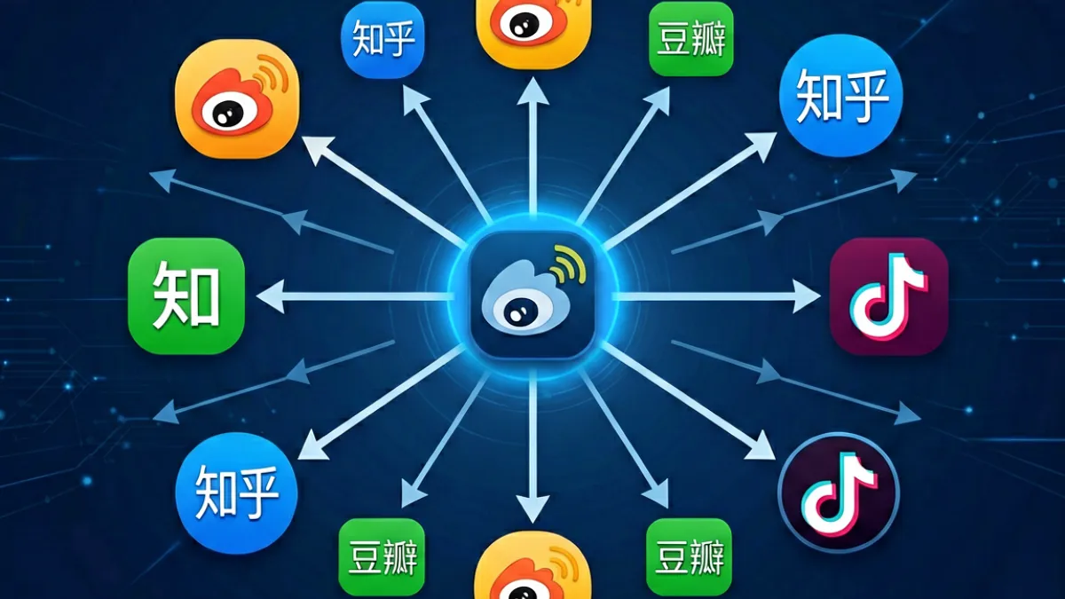 不同类型的吃瓜黑料在各平台传播路径示意图，箭头指向微博知乎小红书等节点